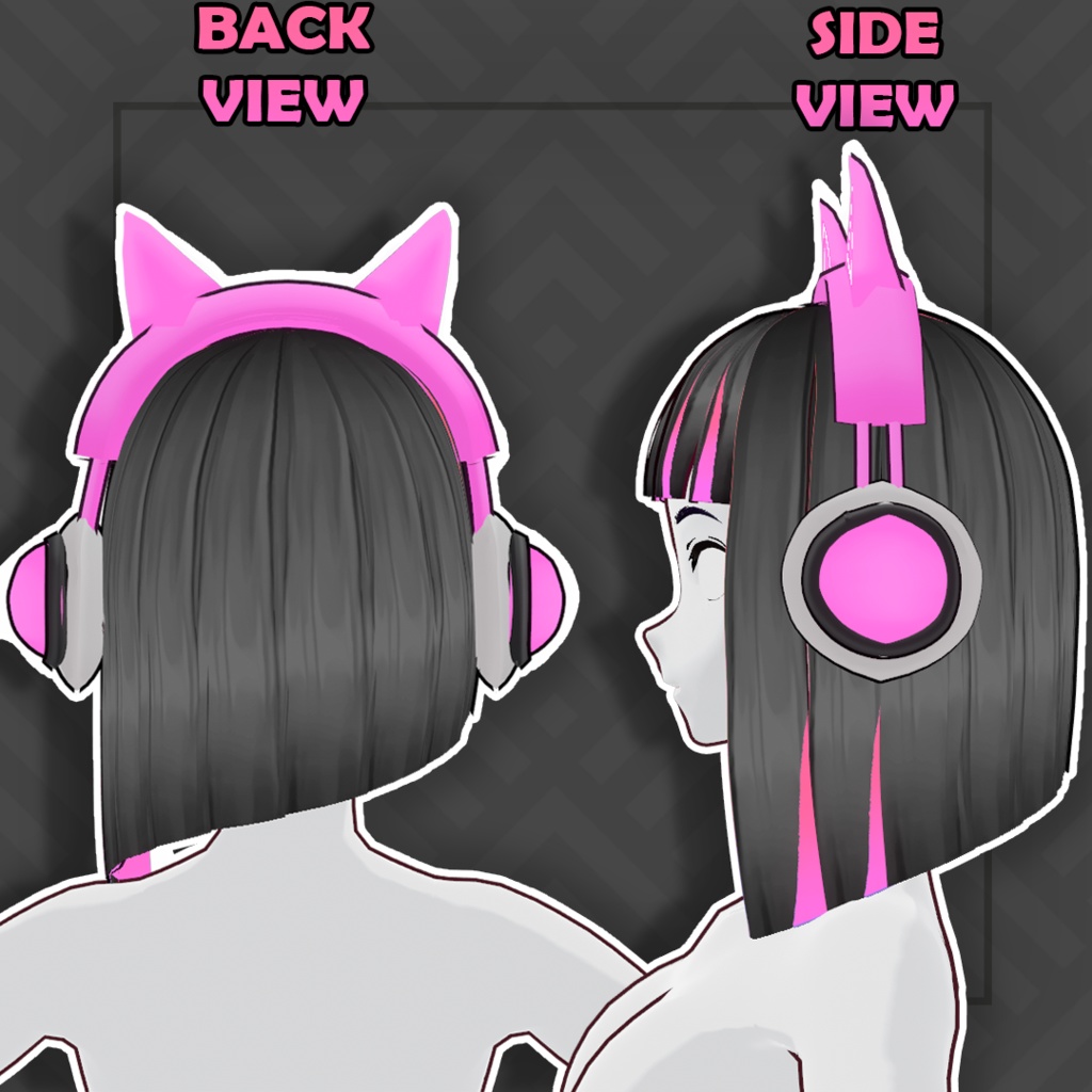 (vroid) Ponytail Hair Preset #8 + free headphone (multiple colour)