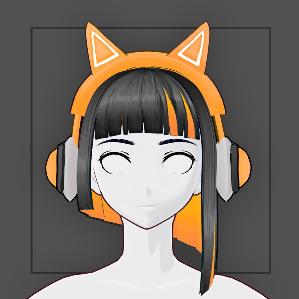 (vroid) Ponytail Hair Preset #8 + free headphone (multiple colour)