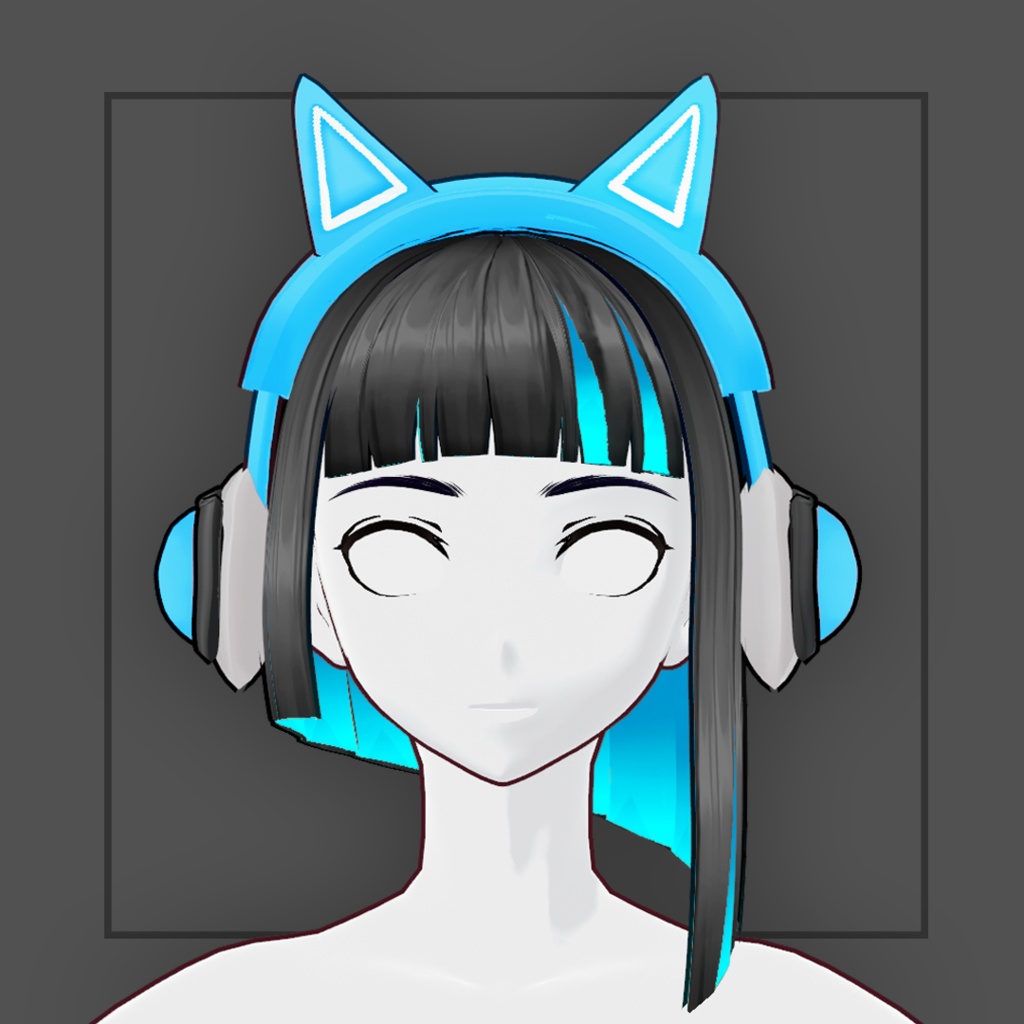 (vroid) Ponytail Hair Preset #8 + free headphone (multiple colour)