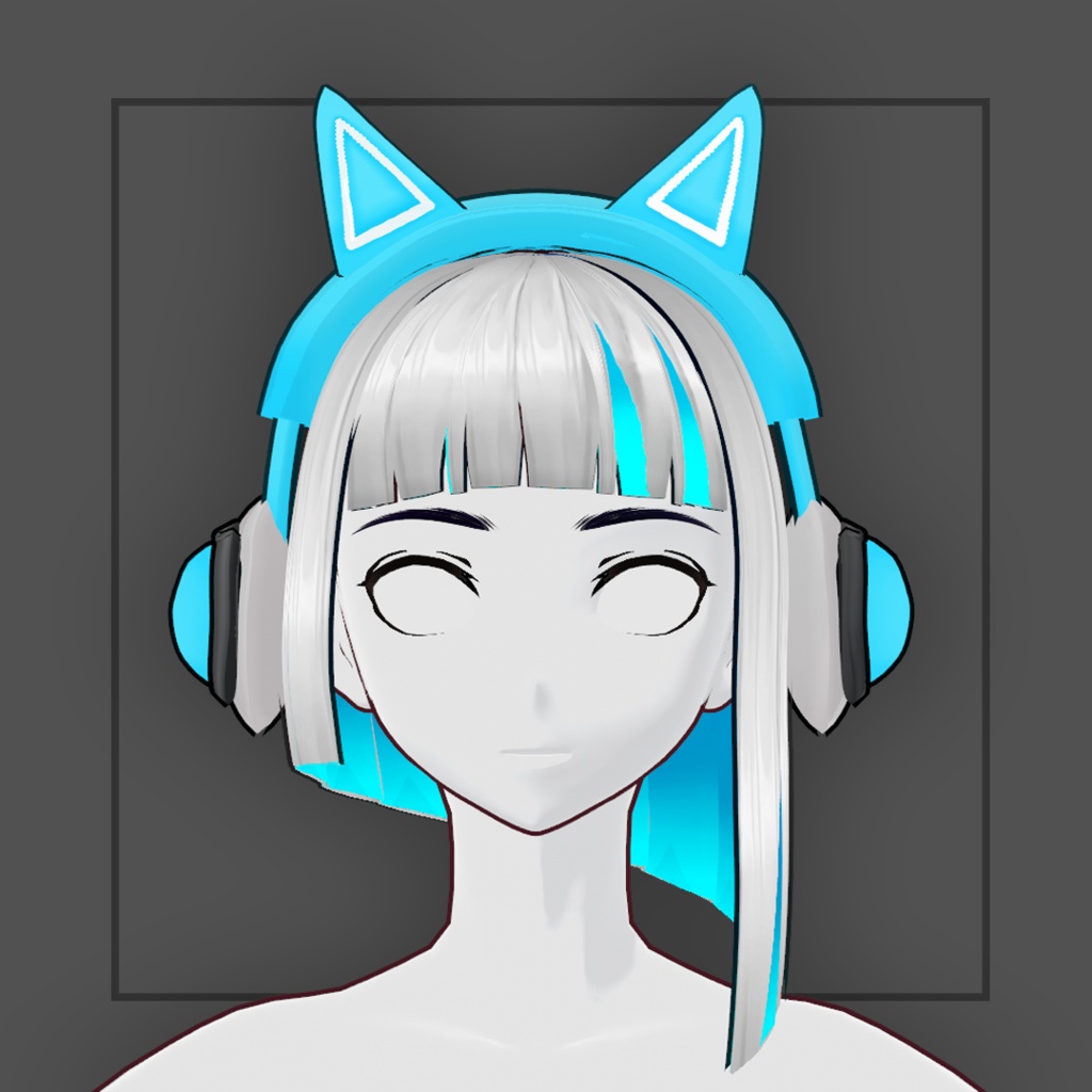 (vroid) Ponytail Hair Preset #8 + free headphone (multiple colour)