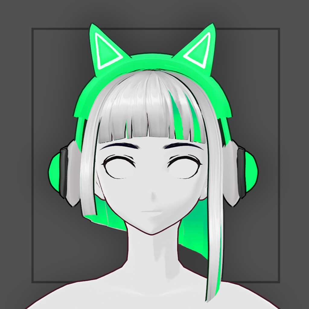 (vroid) Ponytail Hair Preset #8 + free headphone (multiple colour)
