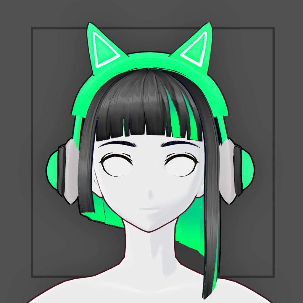 (vroid) Ponytail Hair Preset #8 + free headphone (multiple colour)