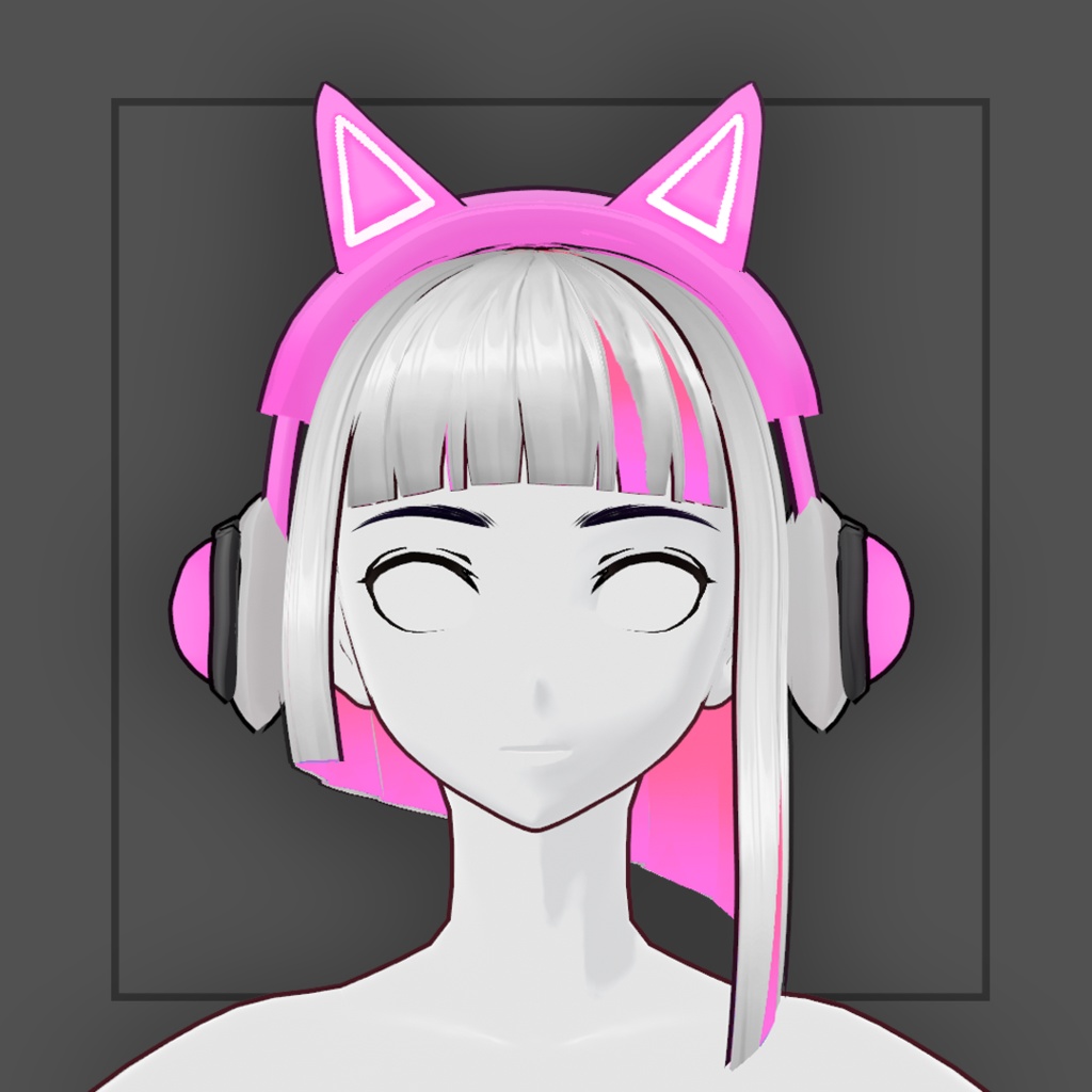 (vroid) Ponytail Hair Preset #8 + free headphone (multiple colour)