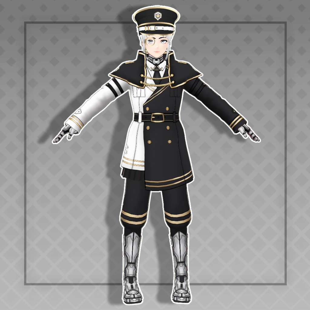 (Vroid) Cyber military general Outfits Set + Hat (multiple color)
