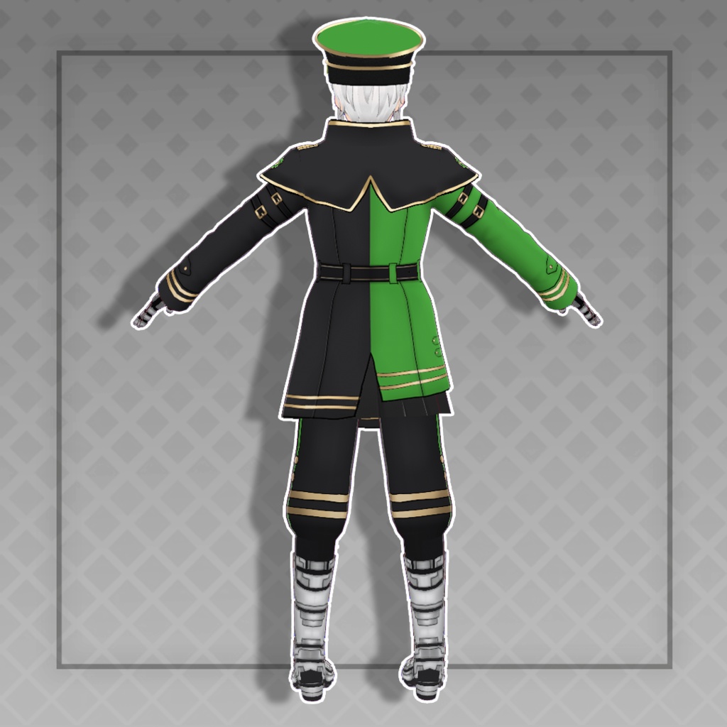 (Vroid) Cyber military general Outfits Set + Hat (multiple color)