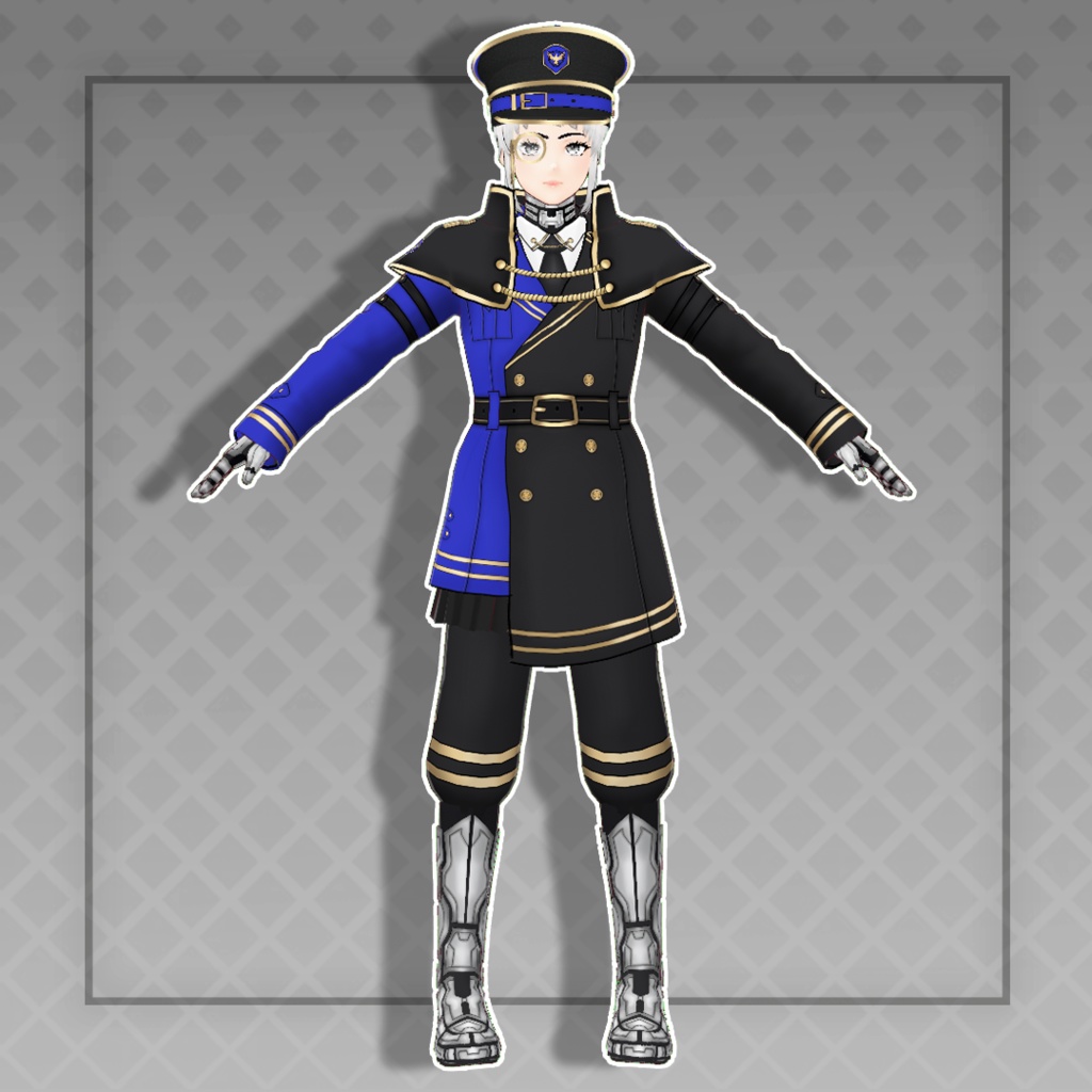 (Vroid) Cyber military general Outfits Set + Hat (multiple color)