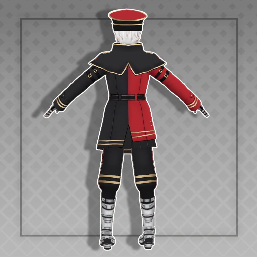 (Vroid) Cyber military general Outfits Set + Hat (multiple color)