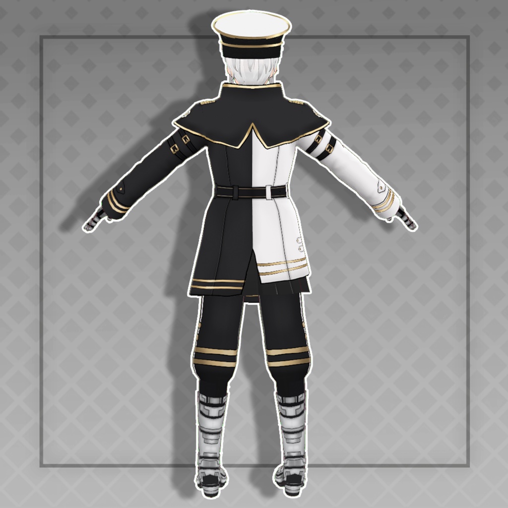 (Vroid) Cyber military general Outfits Set + Hat (multiple color)