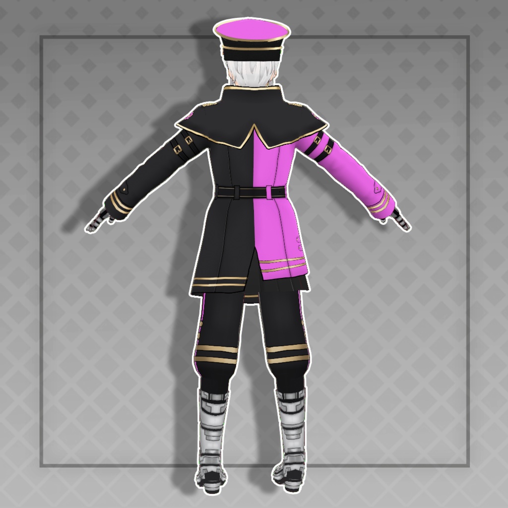 (Vroid) Cyber military general Outfits Set + Hat (multiple color)