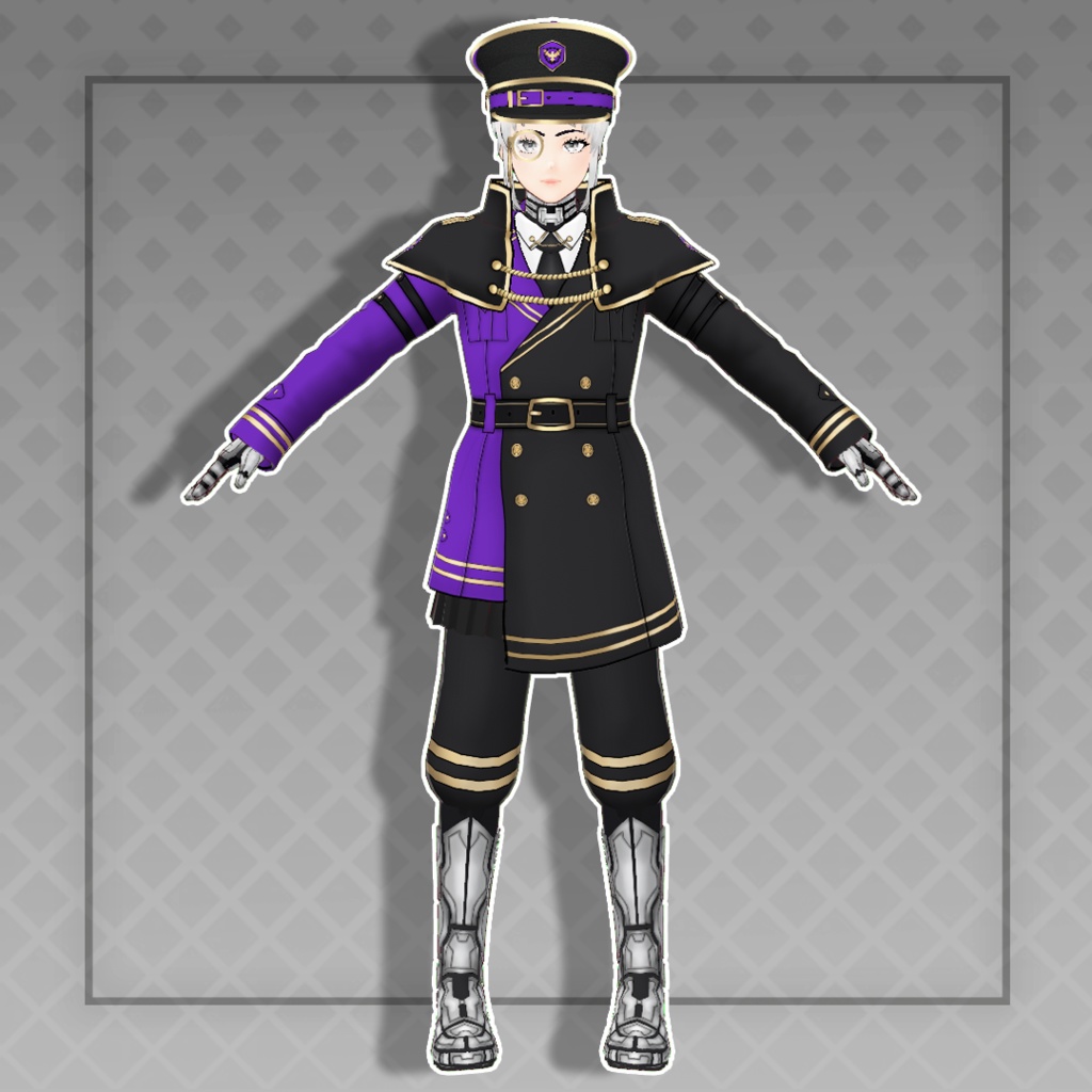 (Vroid) Cyber military general Outfits Set + Hat (multiple color)
