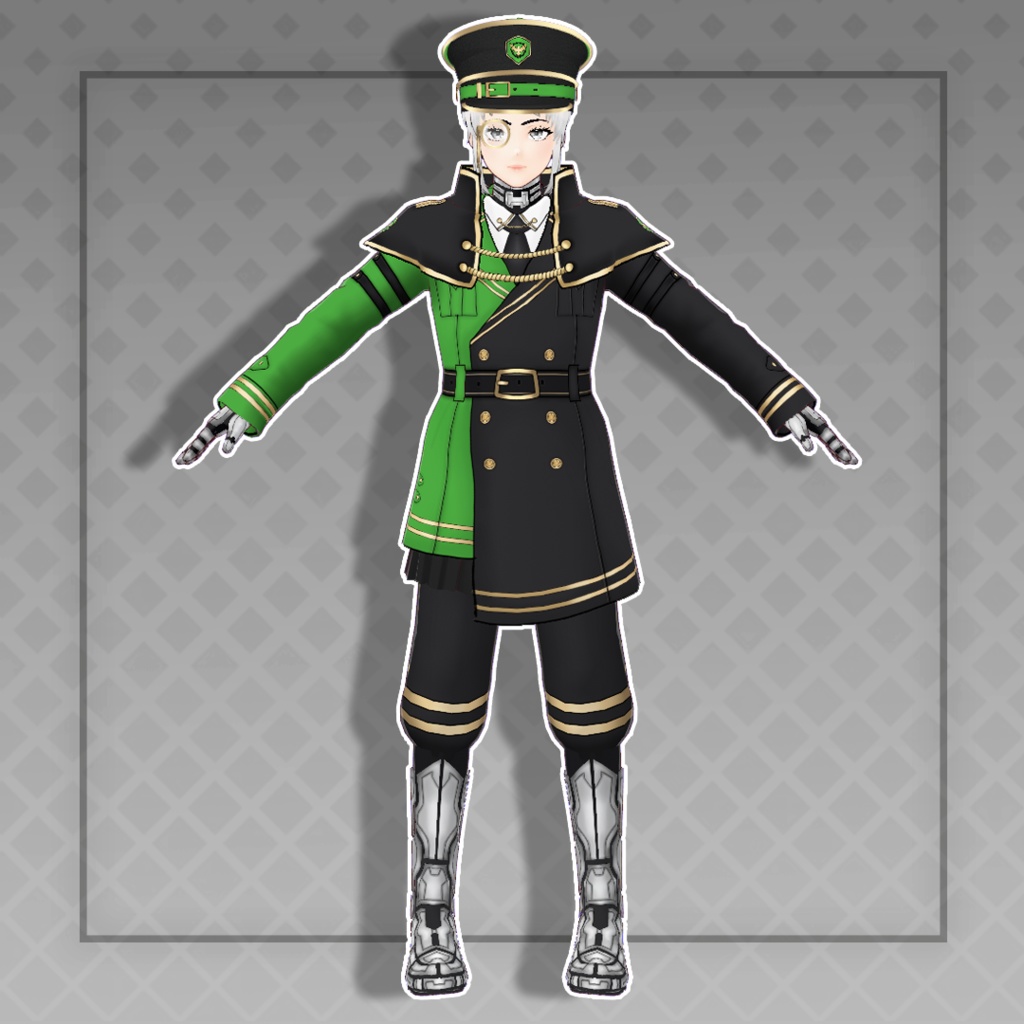 (Vroid) Cyber military general Outfits Set + Hat (multiple color)