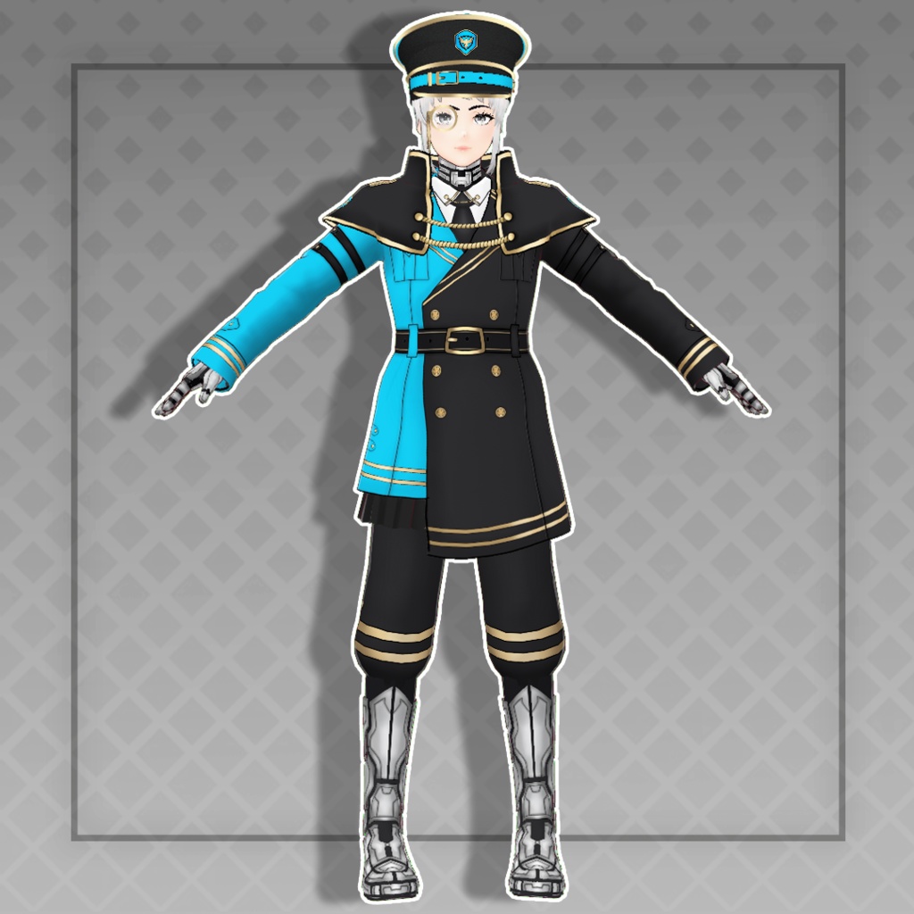 (Vroid) Cyber military general Outfits Set + Hat (multiple color)