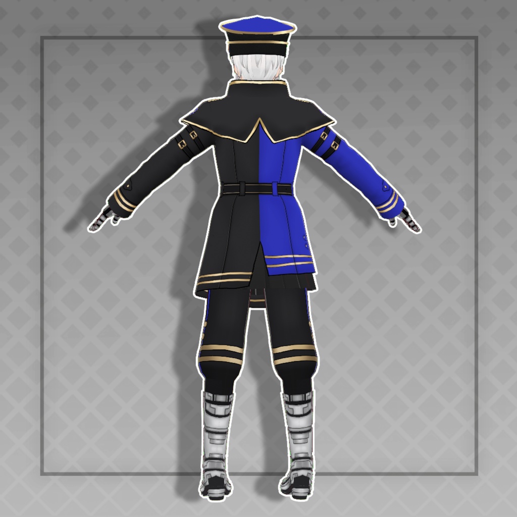 (Vroid) Cyber military general Outfits Set + Hat (multiple color)