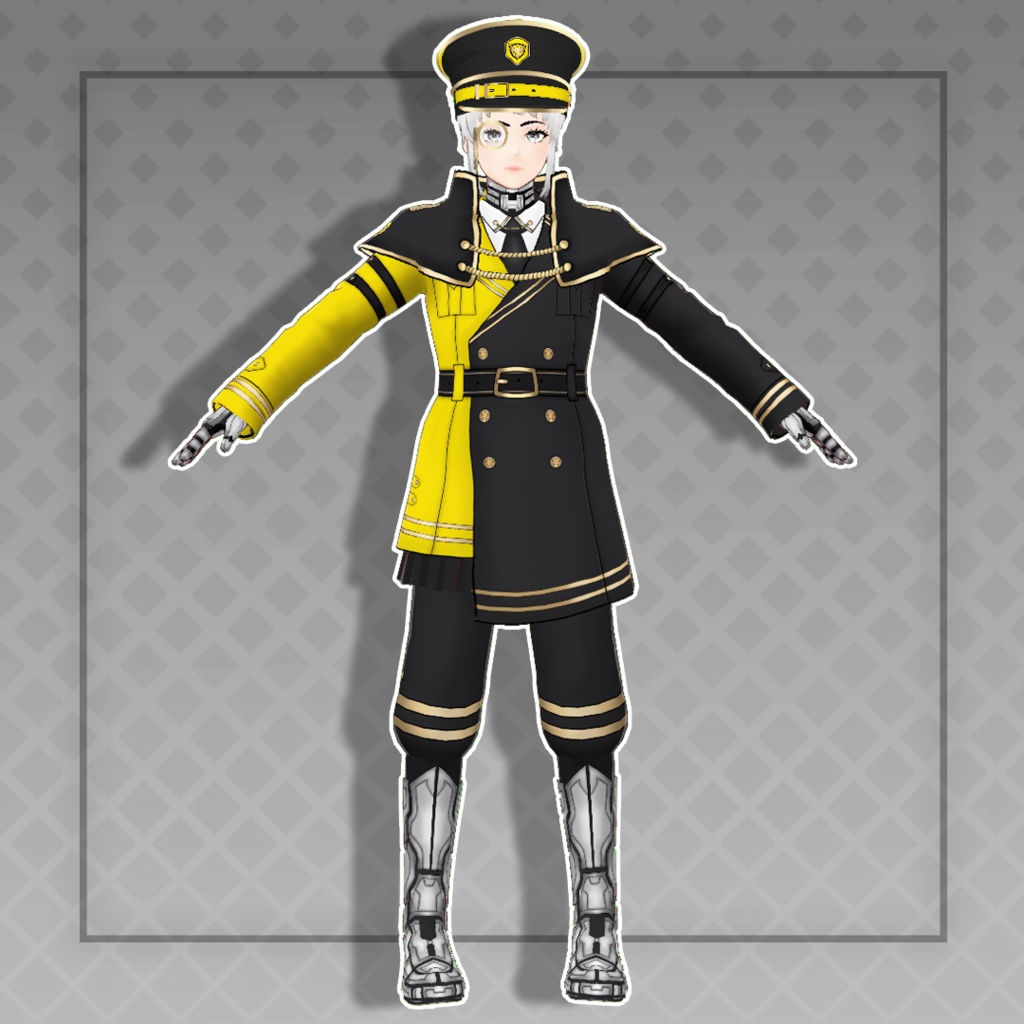 (Vroid) Cyber military general Outfits Set + Hat (multiple color)