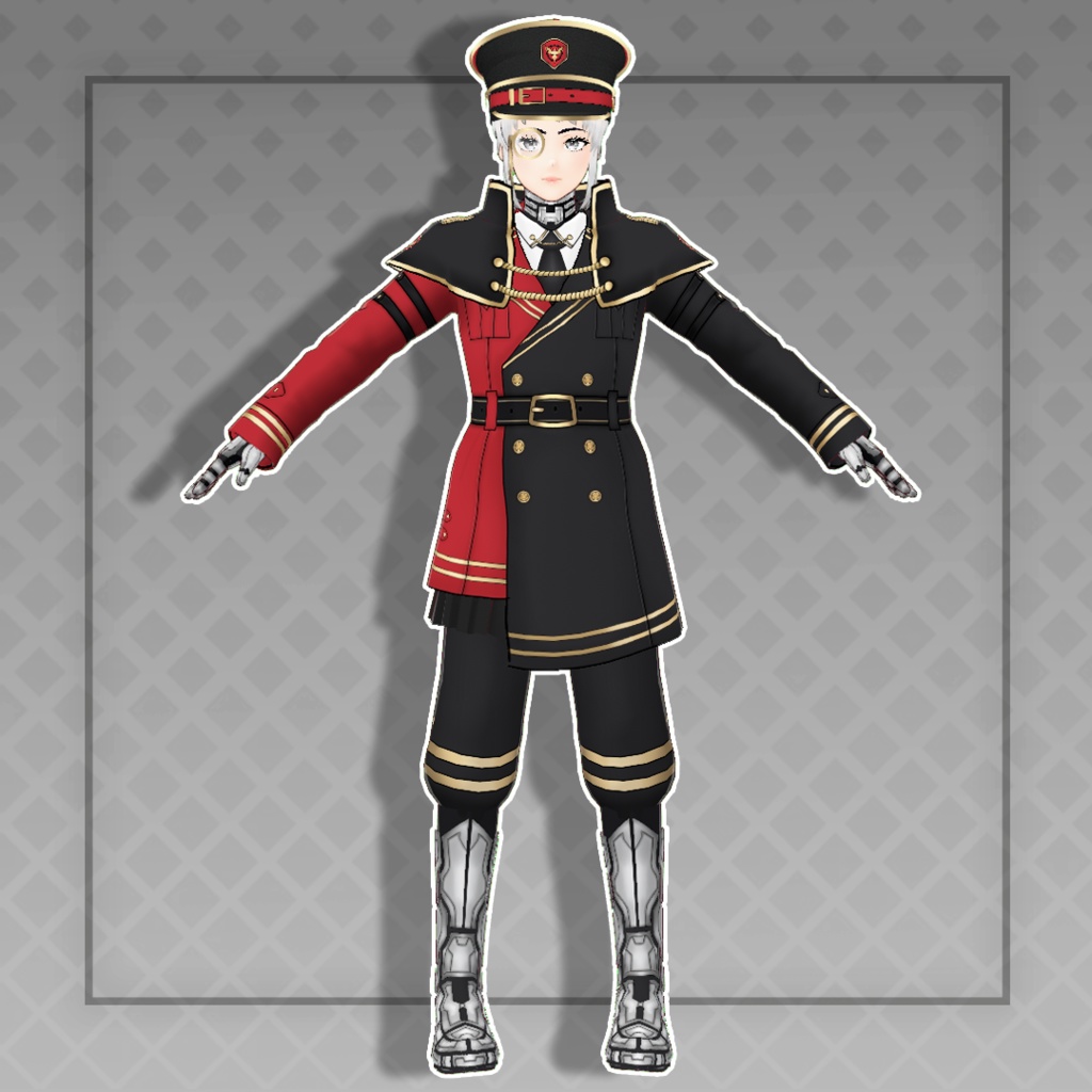 (Vroid) Cyber military general Outfits Set + Hat (multiple color)
