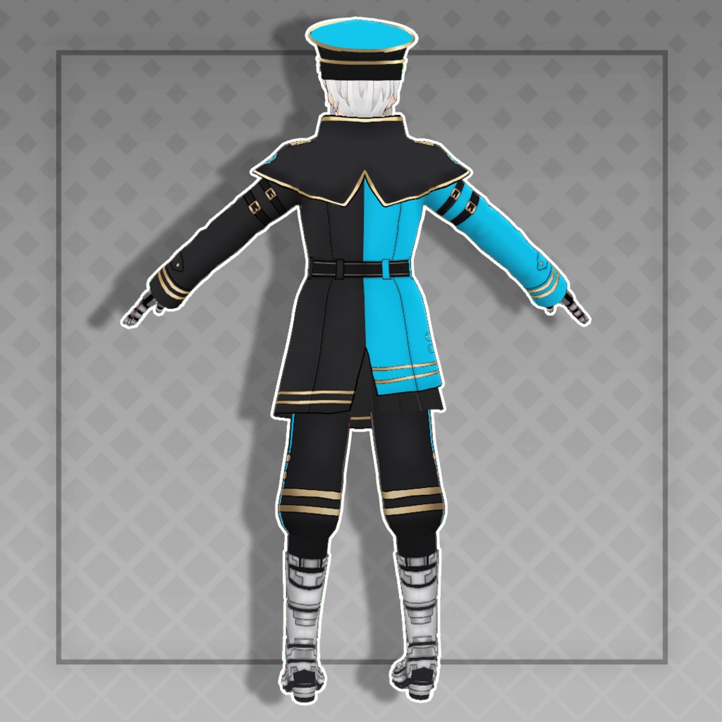 (Vroid) Cyber military general Outfits Set + Hat (multiple color)