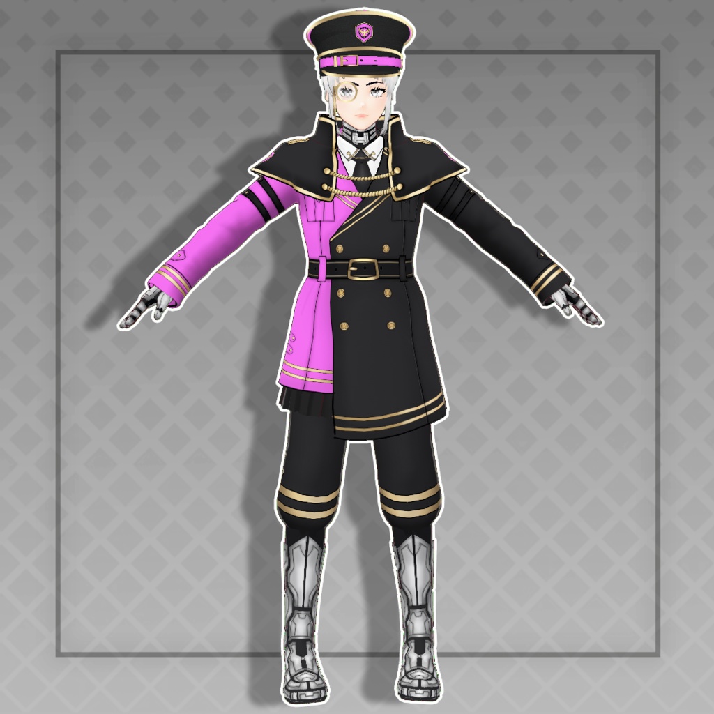 (Vroid) Cyber military general Outfits Set + Hat (multiple color)