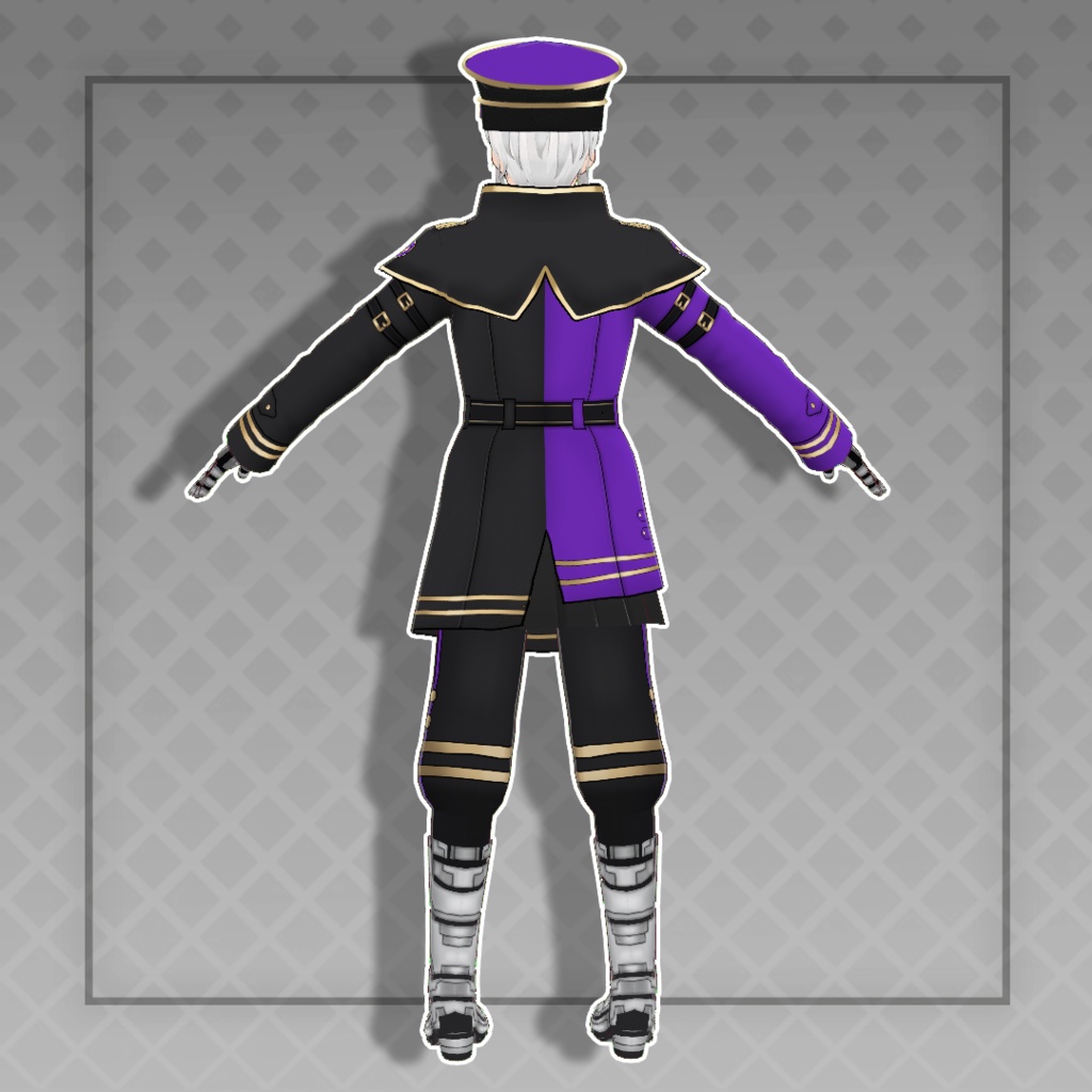 (Vroid) Cyber military general Outfits Set + Hat (multiple color)