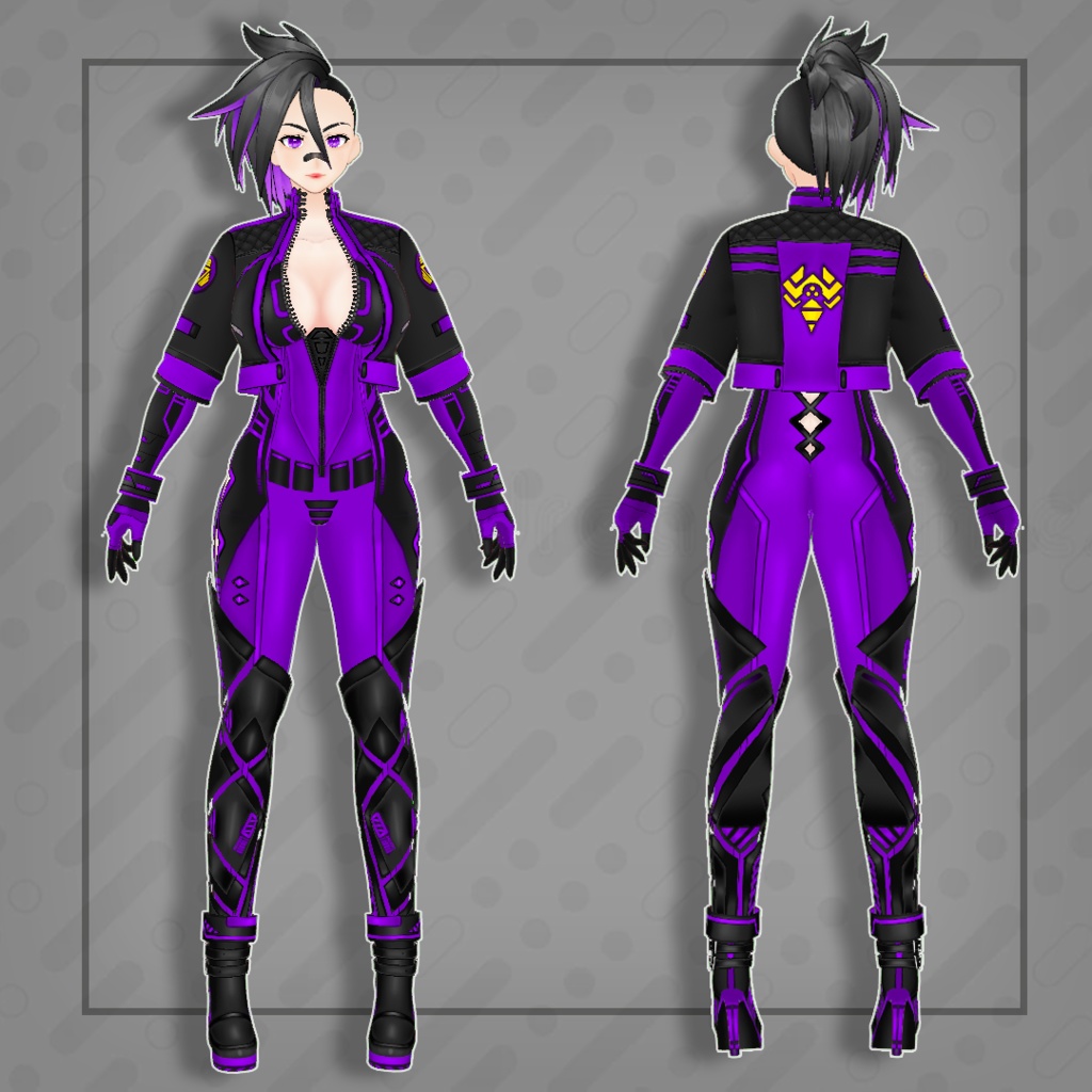(vroid) Female cyberpunk outfits (multiple colour)