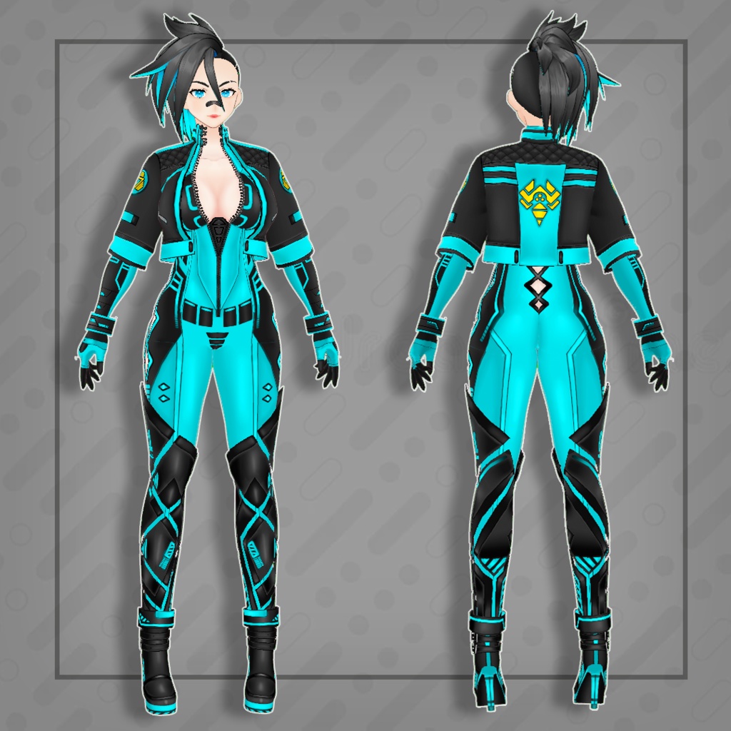 (vroid) Female cyberpunk outfits (multiple colour)