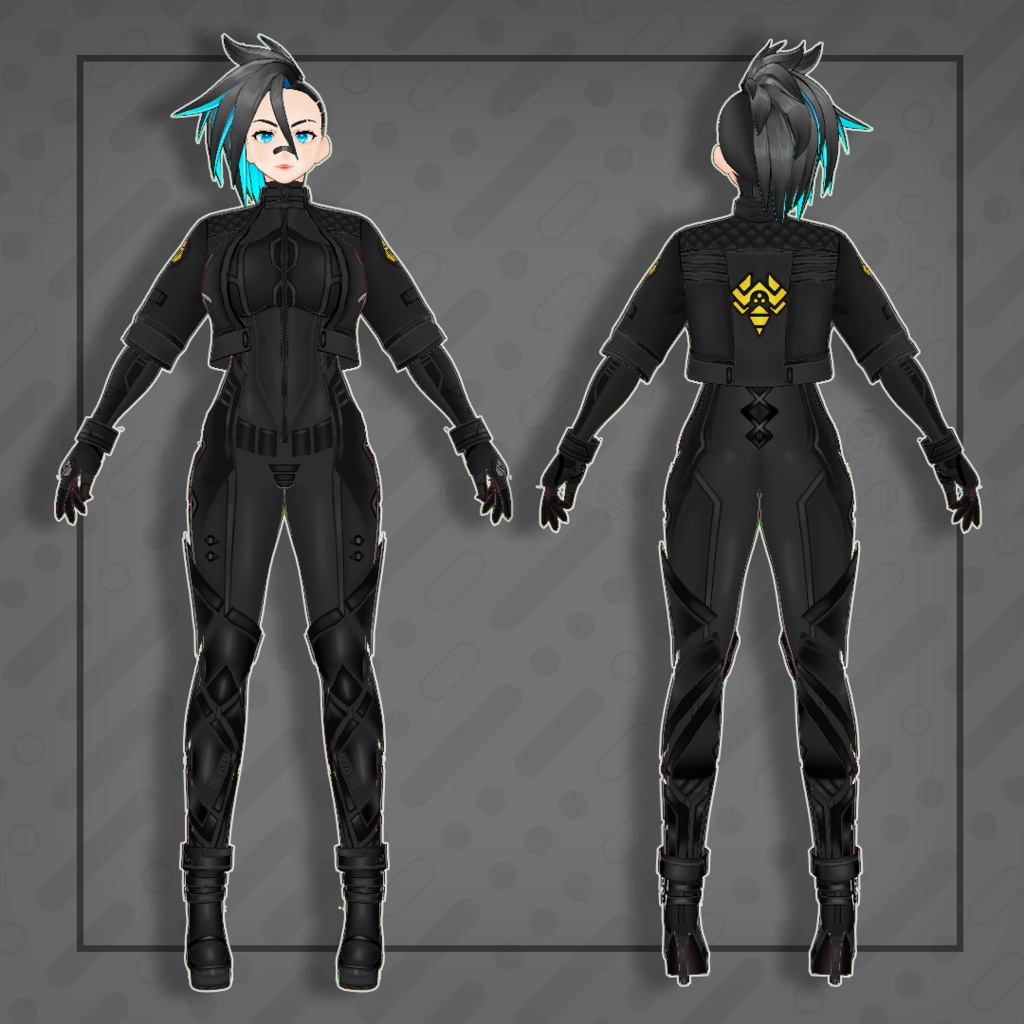 (vroid) Female cyberpunk outfits (multiple colour)