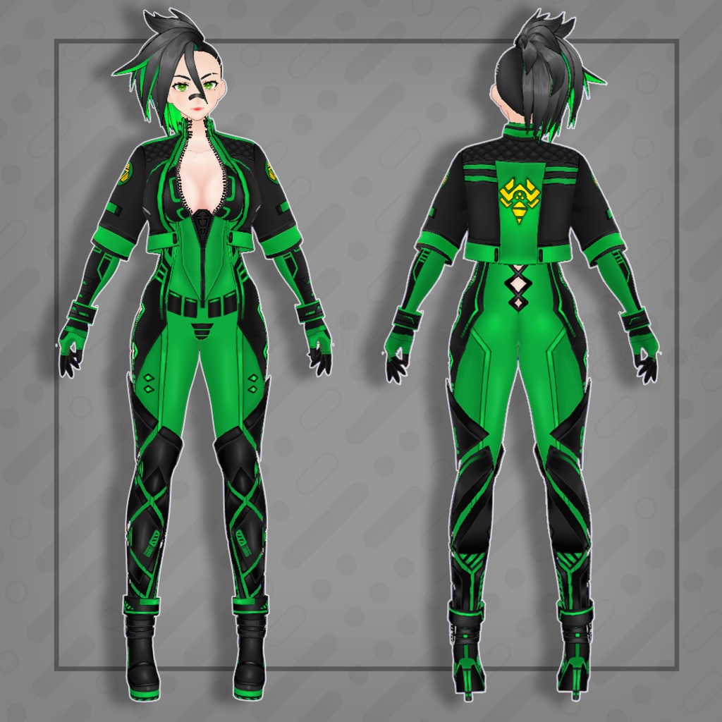 (vroid) Female cyberpunk outfits (multiple colour)