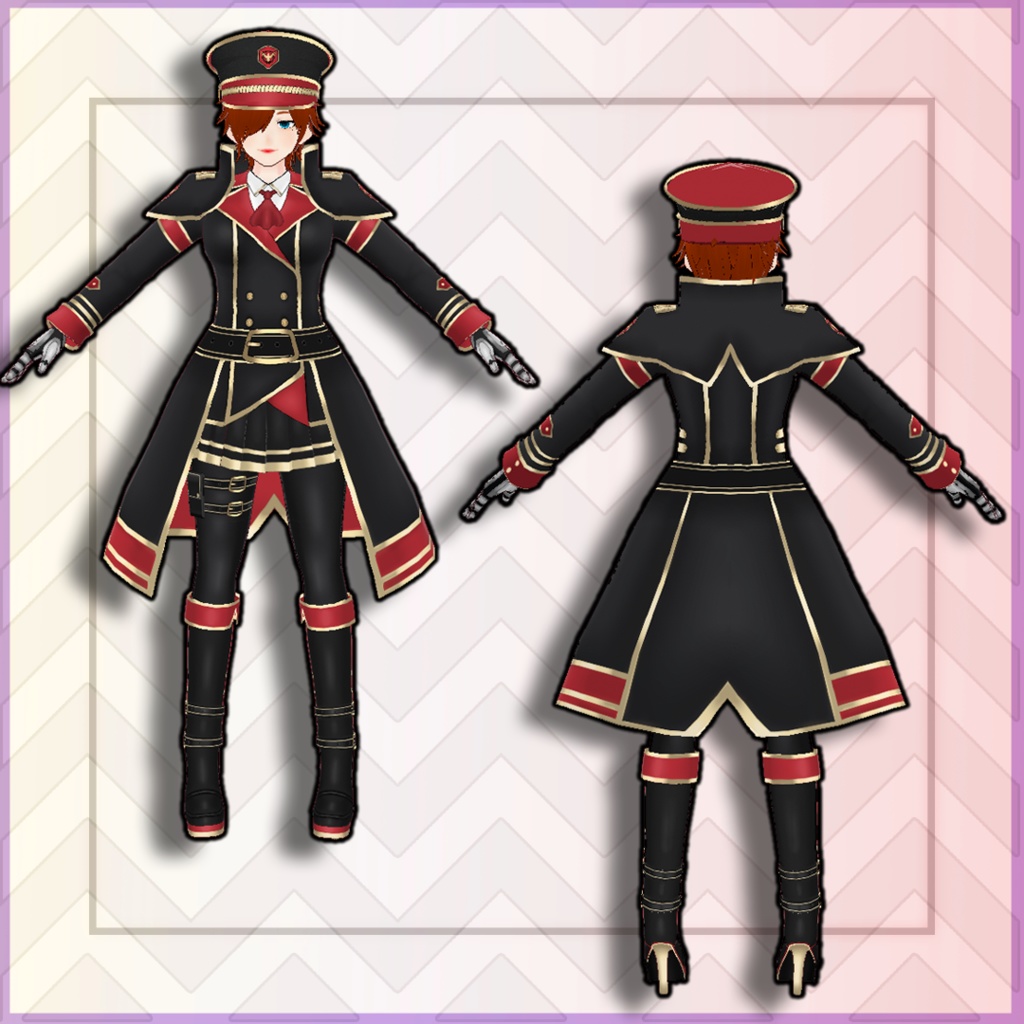 (vroid) military female Outfits Set + Hat (multiple colour)