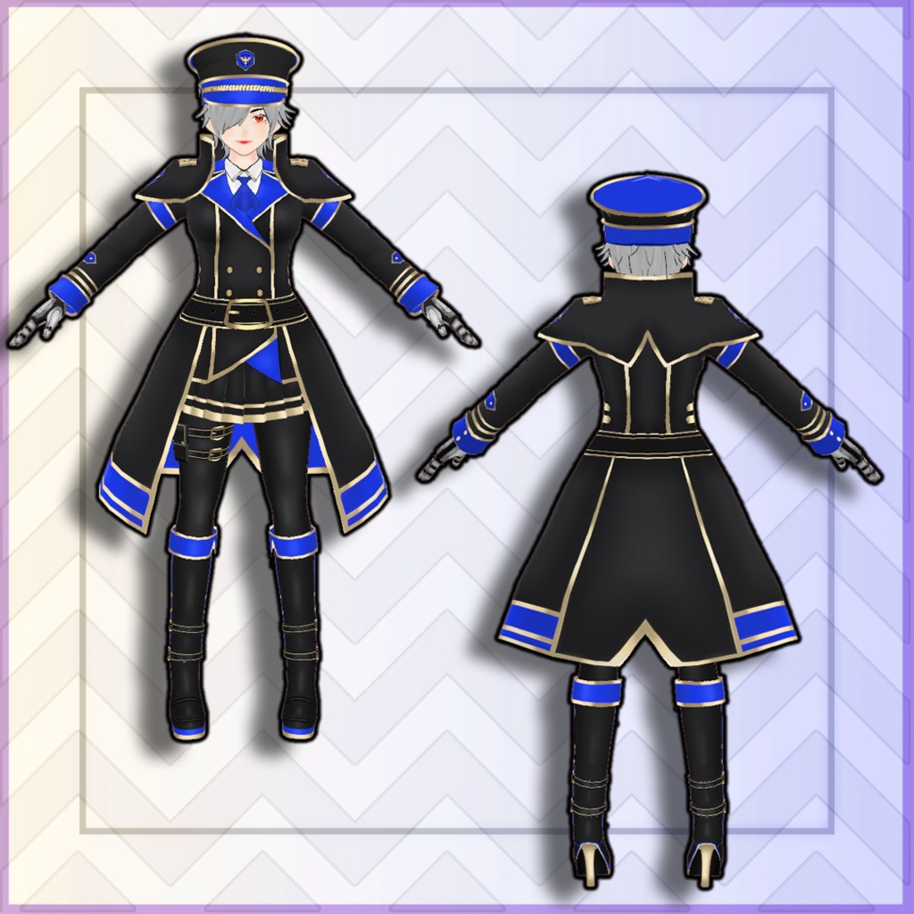 (vroid) military female Outfits Set + Hat (multiple colour)