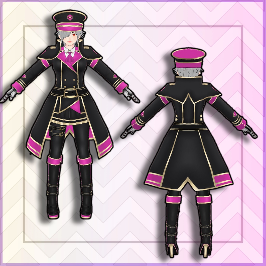 (vroid) military female Outfits Set + Hat (multiple colour)