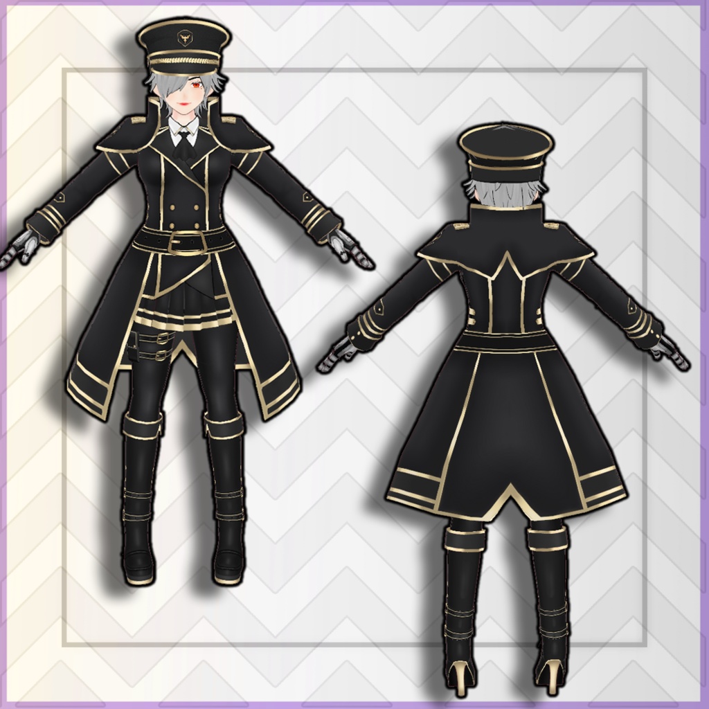 (vroid) military female Outfits Set + Hat (multiple colour)