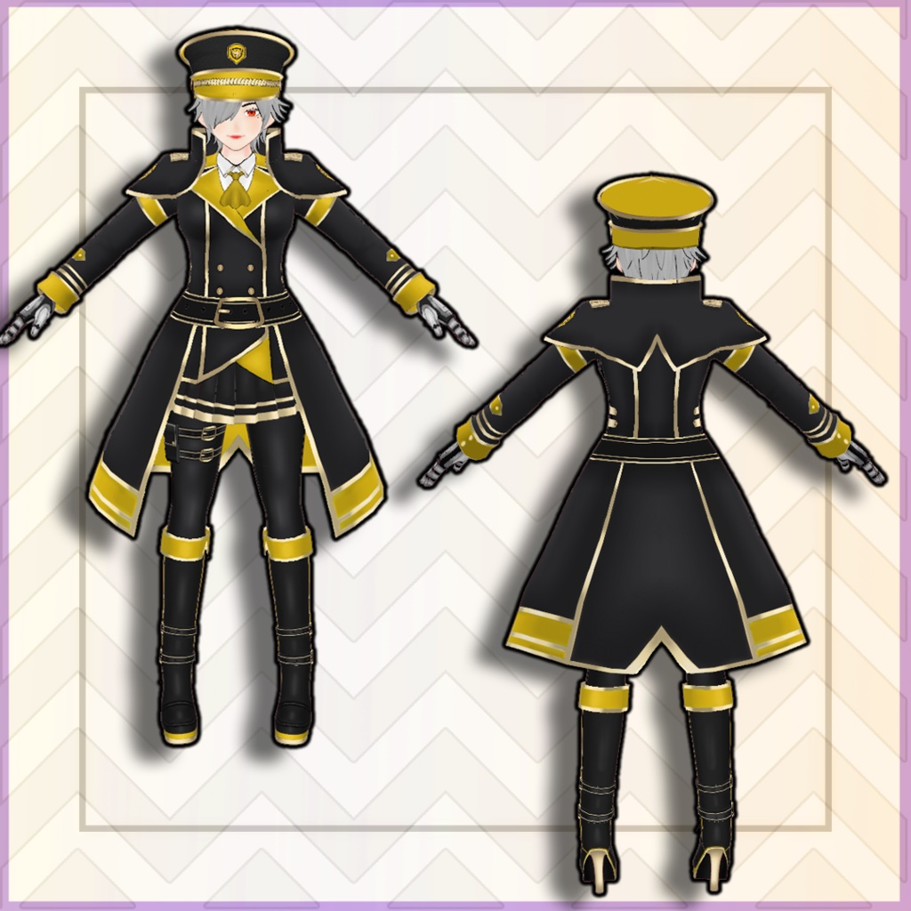(vroid) military female Outfits Set + Hat (multiple colour)