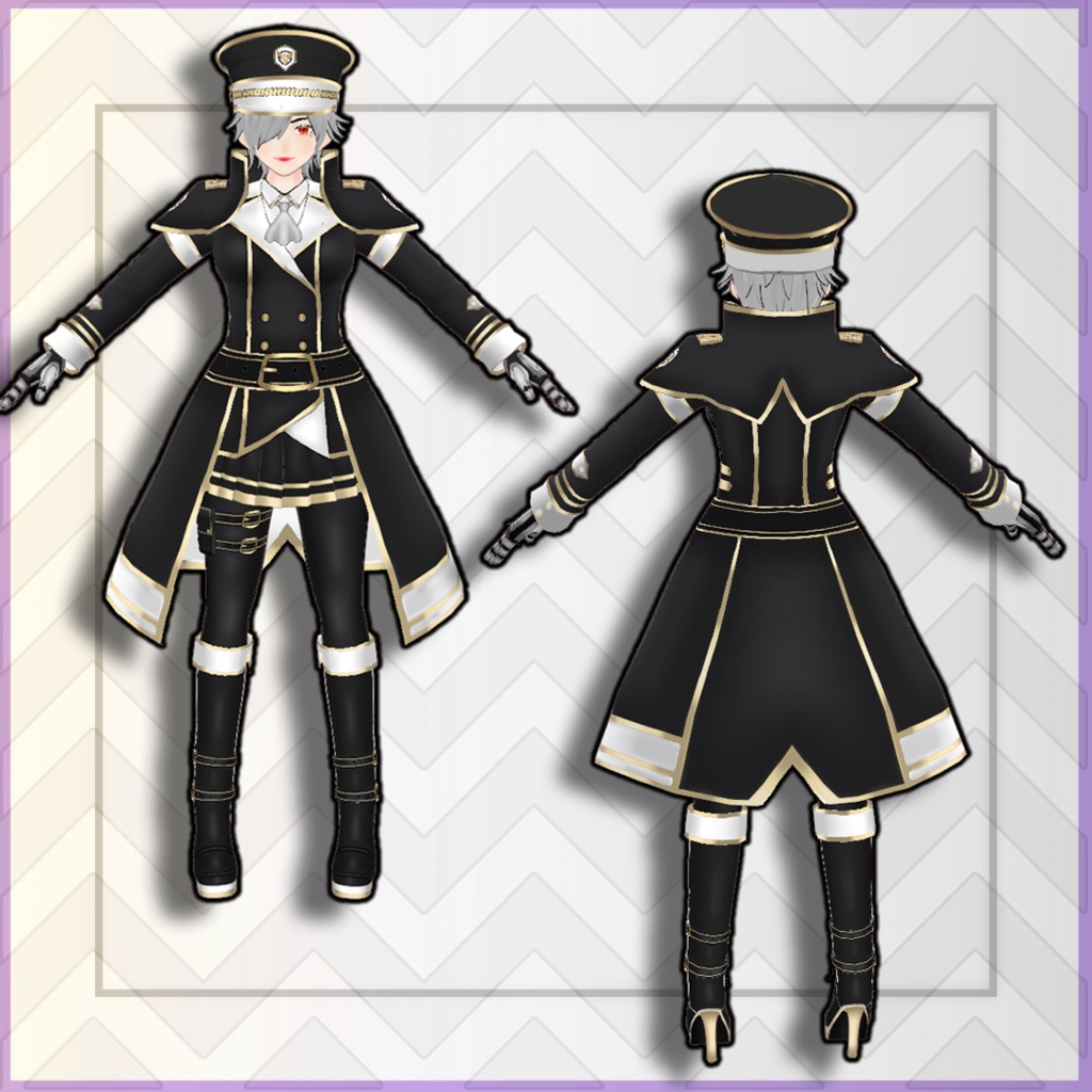 (vroid) military female Outfits Set + Hat (multiple colour)