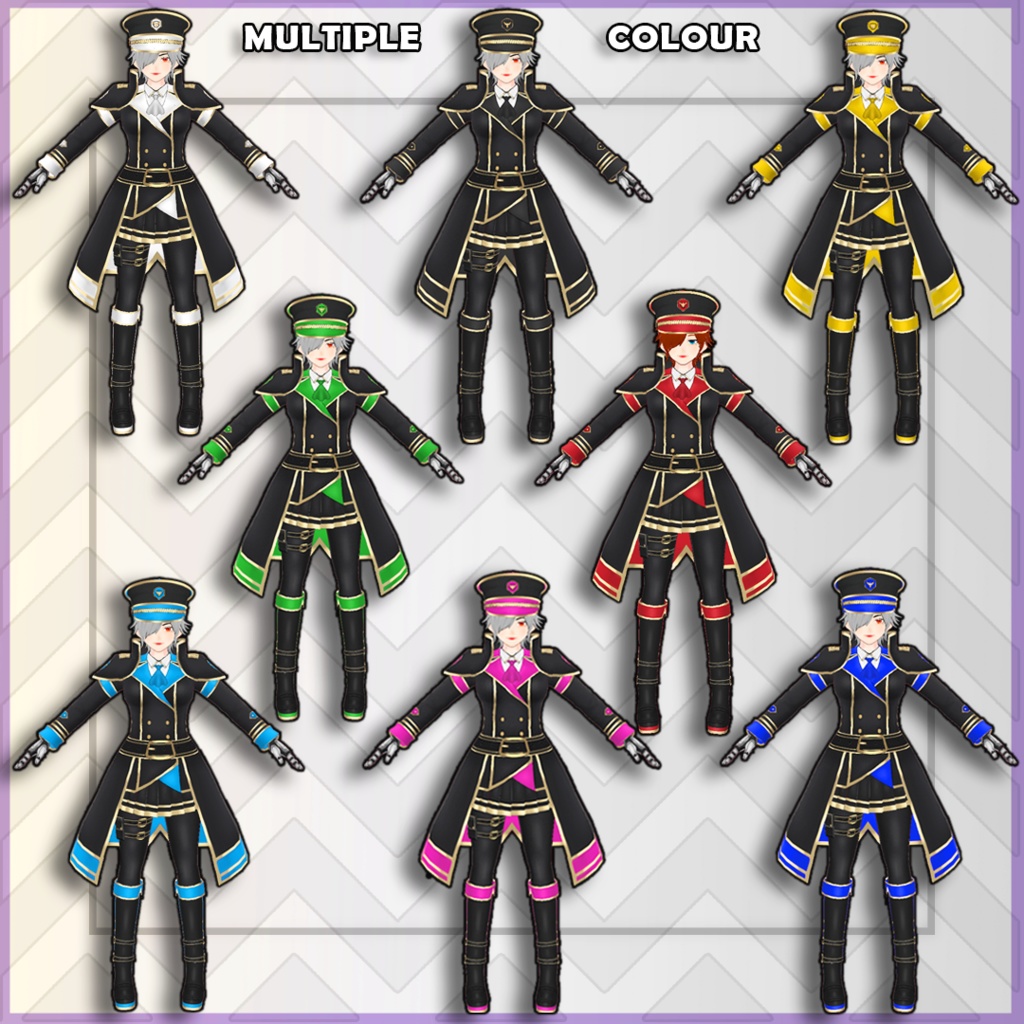 (vroid) military female Outfits Set + Hat (multiple colour)