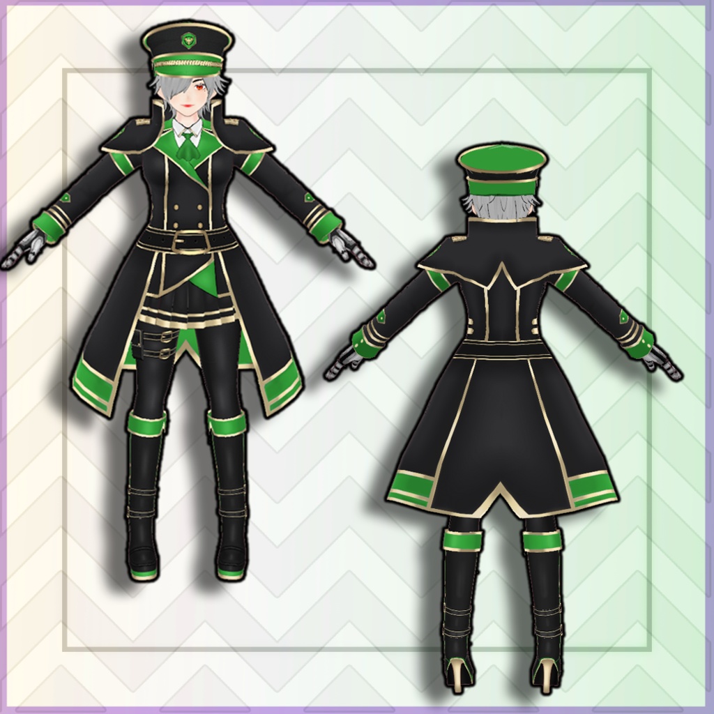 (vroid) military female Outfits Set + Hat (multiple colour)