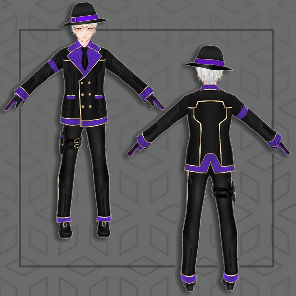 (Vroid) Male Suit Outfits + Fedora(multiple color)