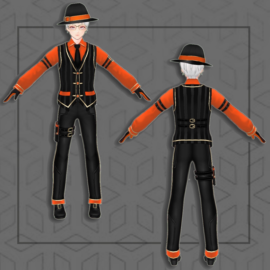 (Vroid) Male Suit Outfits + Fedora(multiple color)