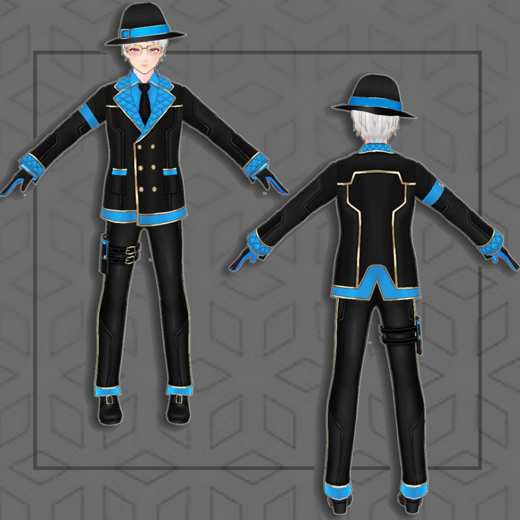 (Vroid) Male Suit Outfits + Fedora(multiple color)