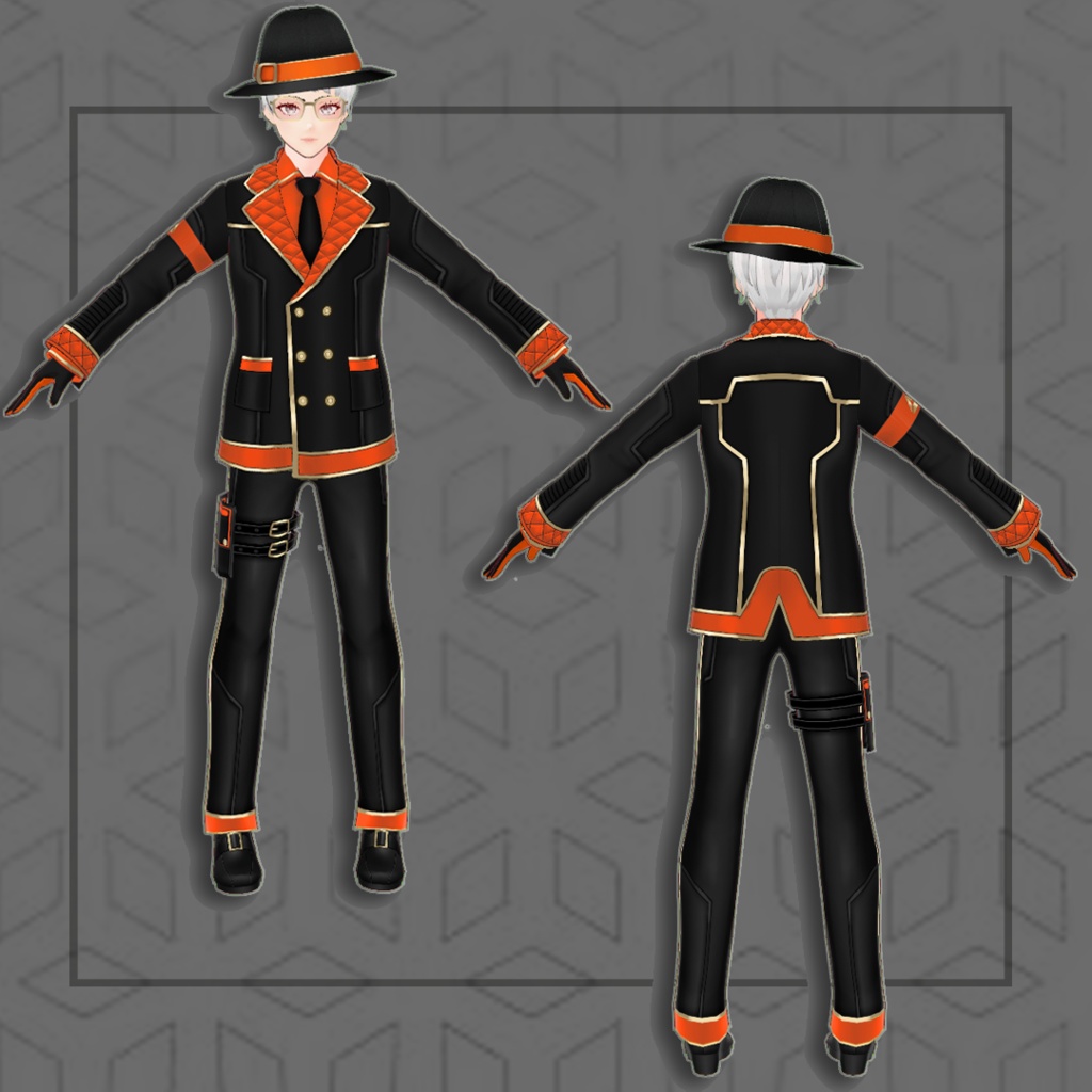 (Vroid) Male Suit Outfits + Fedora(multiple color)