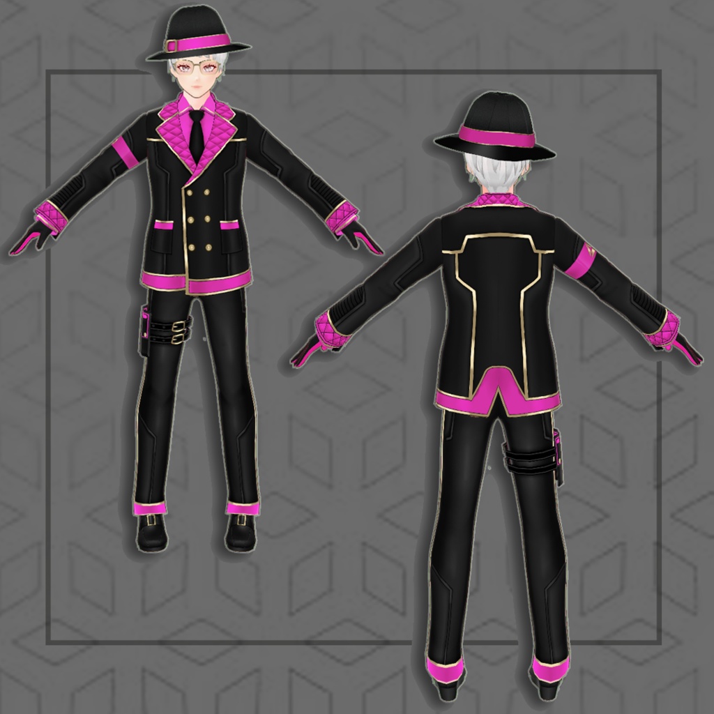 (Vroid) Male Suit Outfits + Fedora(multiple color)