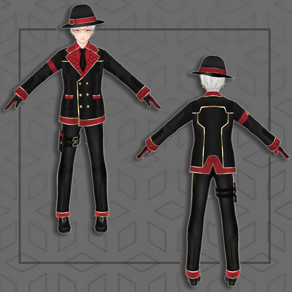 (Vroid) Male Suit Outfits + Fedora(multiple color)