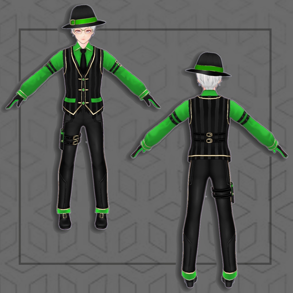 (Vroid) Male Suit Outfits + Fedora(multiple color)