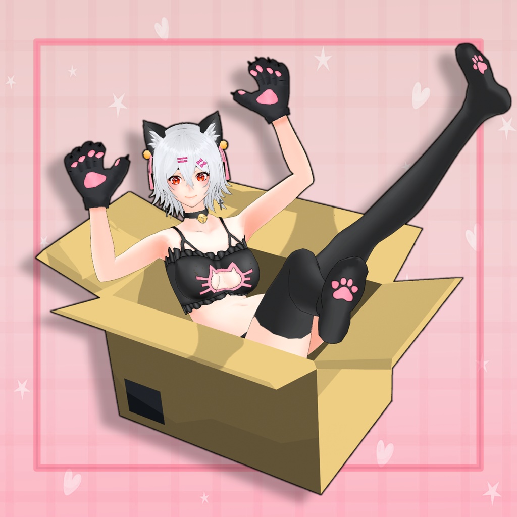 (vroid) Catgirl outfit (black) + Ear and Tail texture