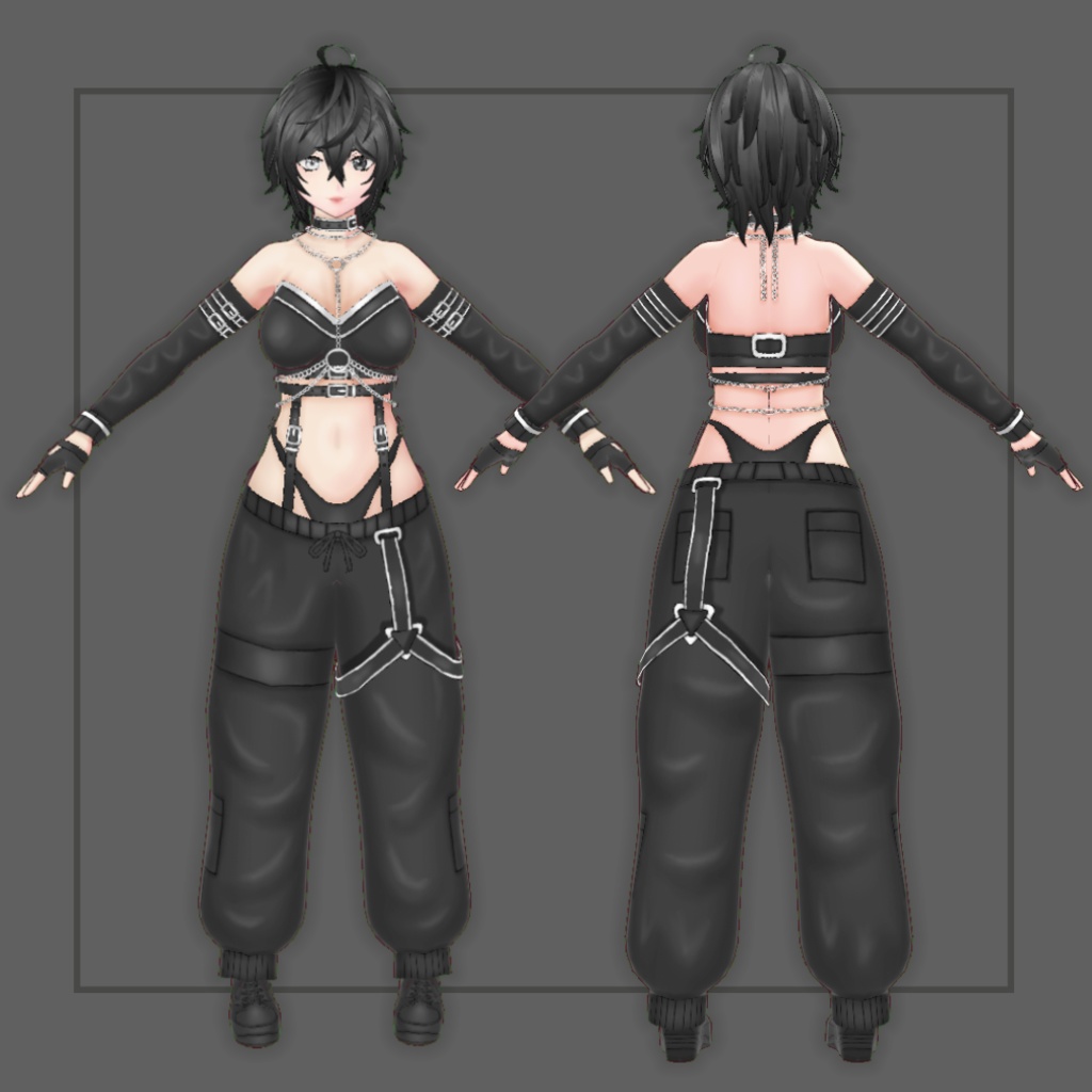 (Vroid) Female Street Wear #1 (衣装) Black version