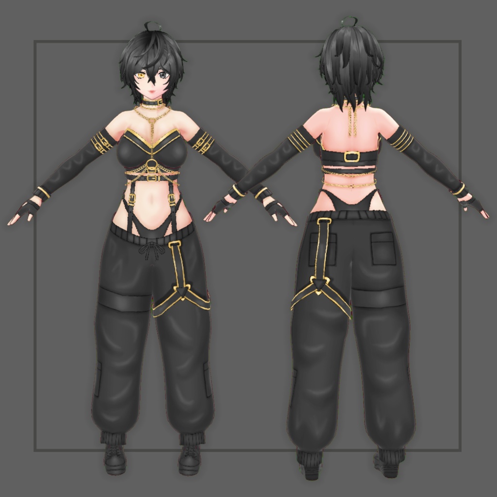 (Vroid) Female Street Wear #1 (衣装) Black version