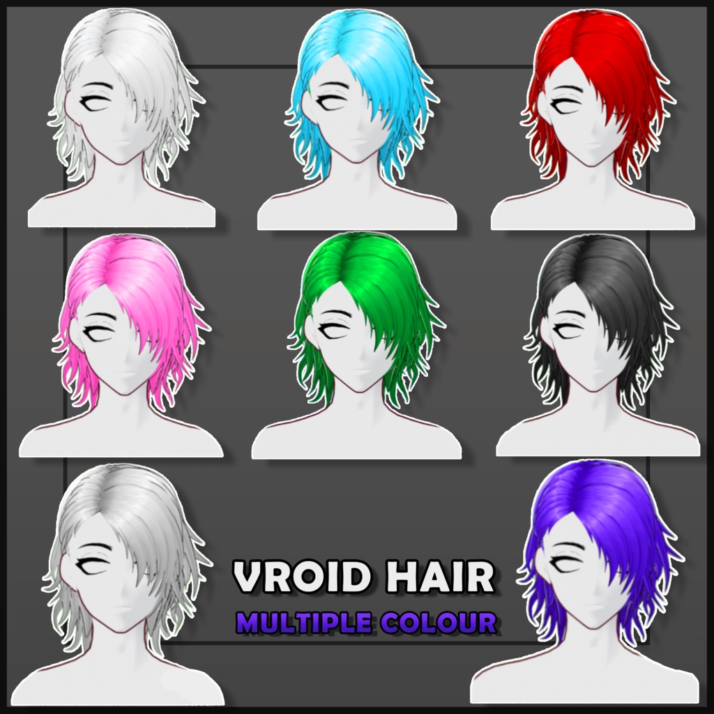 (Vroid) Male Hair Style Preset #2 (multiple colour) 【VRoid正式版】