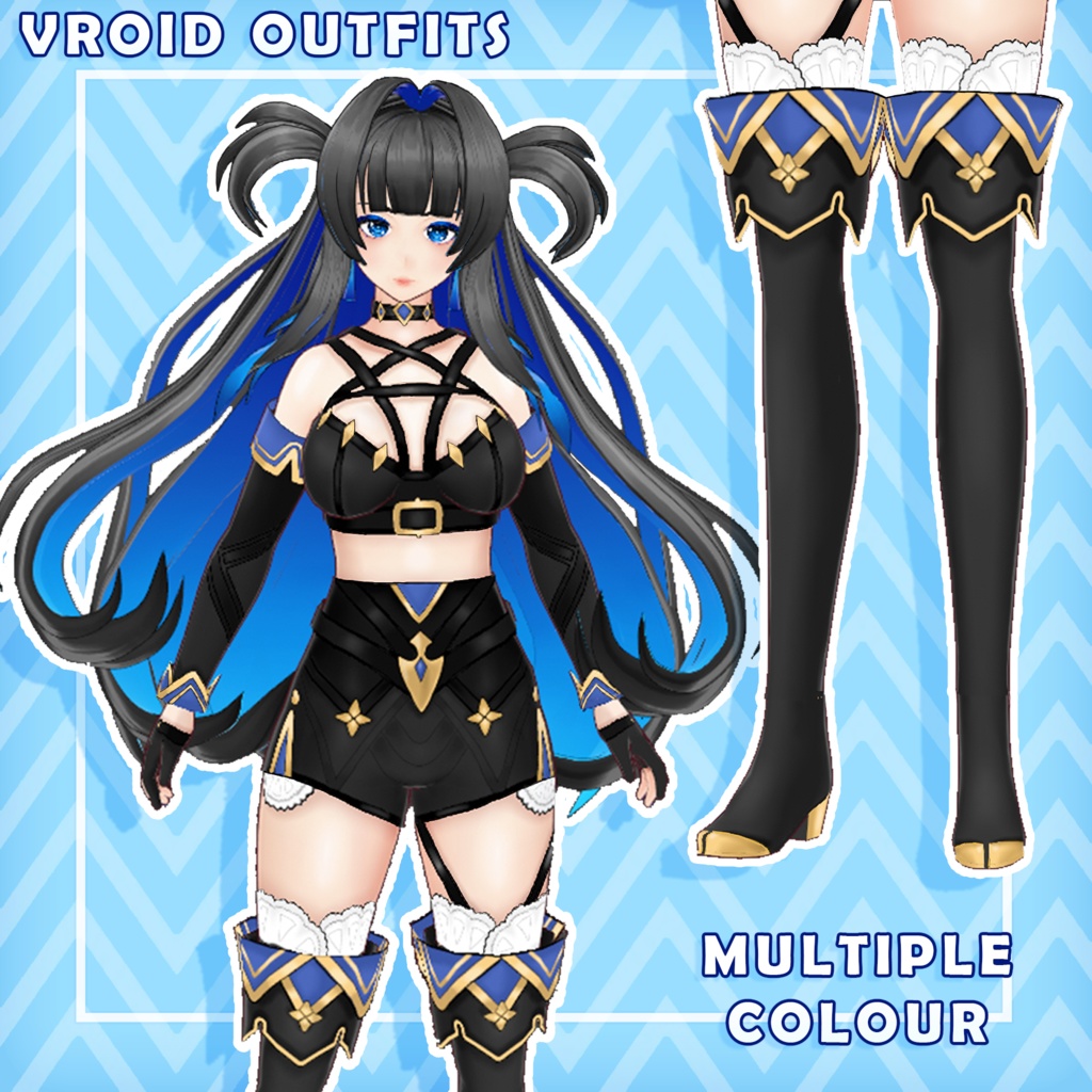 (Vroid) Elegant Fantasy Wear – VRoid Outfit (Multiple Colors)