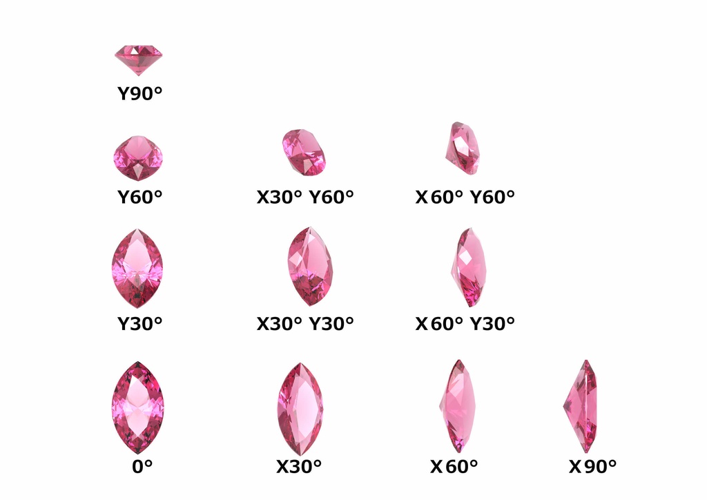【95%OFF!!】ダイヤとルベライトの正面 0°~各90°の画像素材集【時短】