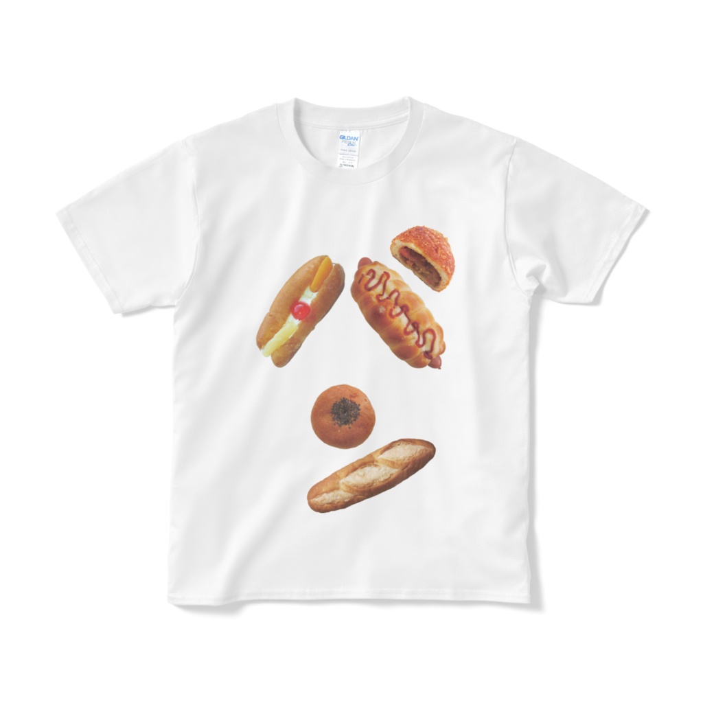 パンのパン文字Tシャツ　ホワイト