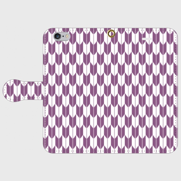 矢絣文様の手帳型スマホケース 紫色/ iPhone Android 各機種対応