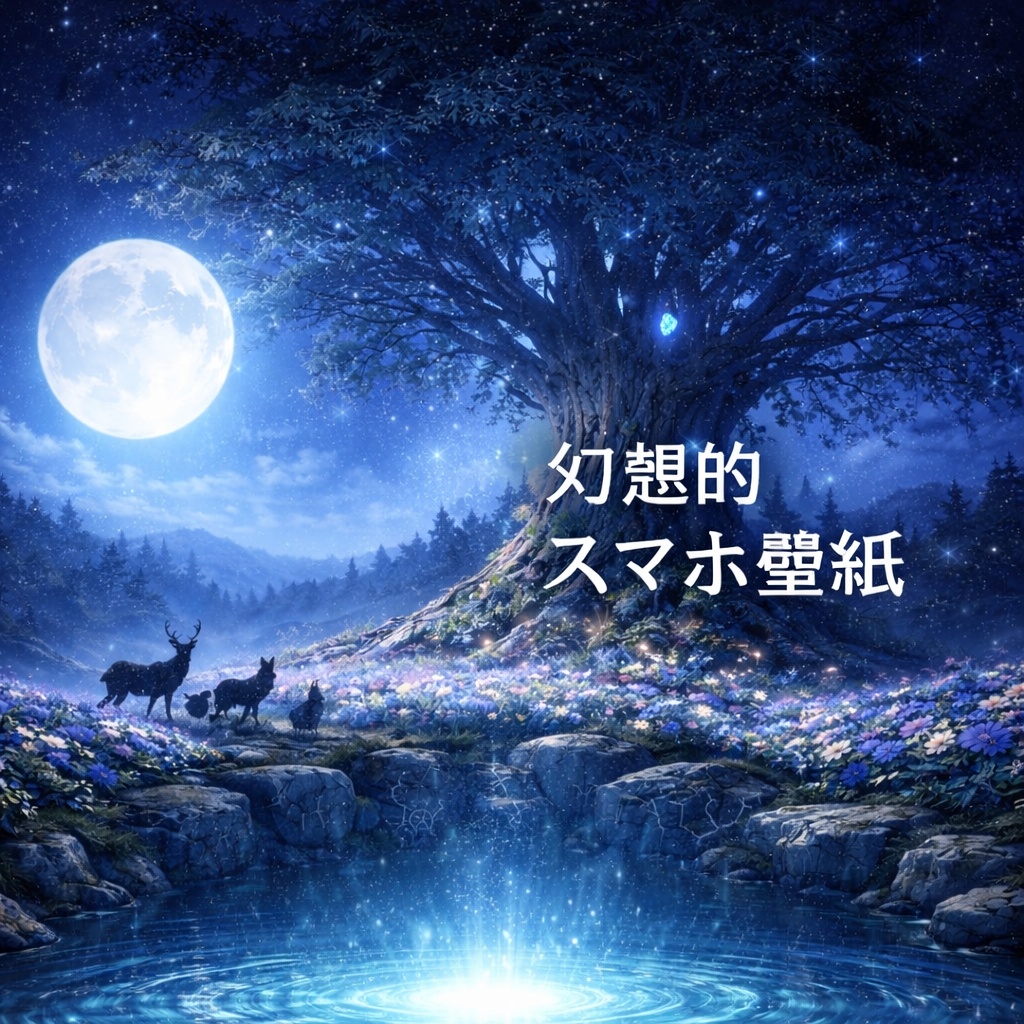 幻想の世界樹と光の泉｜癒し系スマホ壁紙